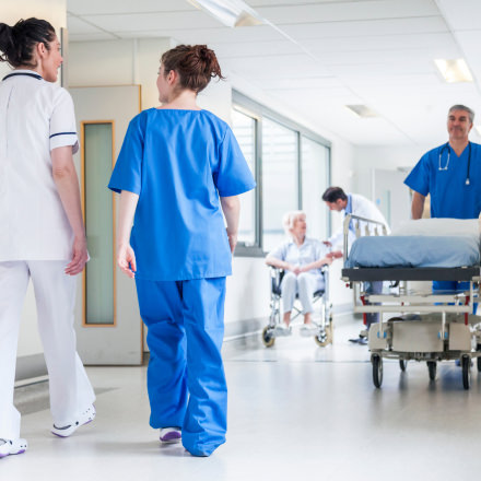 Hospital interior hallway