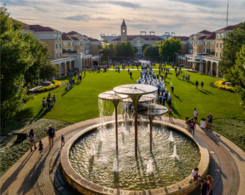 TCU Commons at sunset