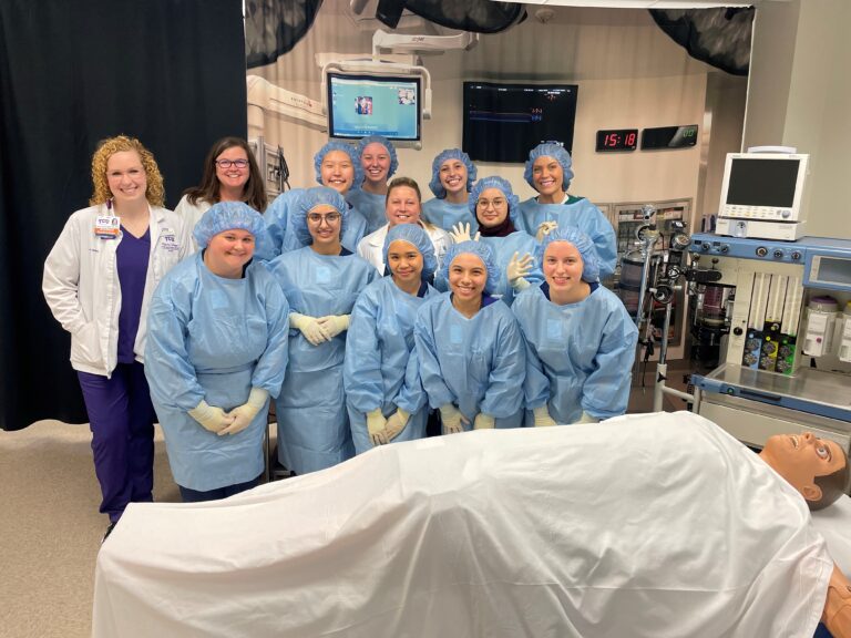 TCU Nursing students in lab